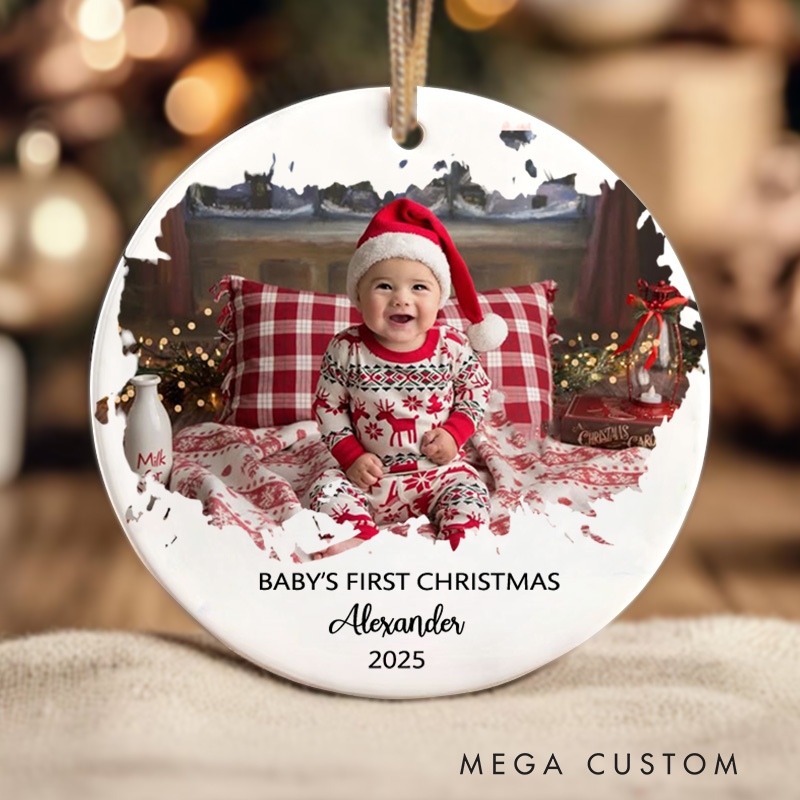 Personalized Baby First Christmas Ornament with Photo Baby Keepsake
