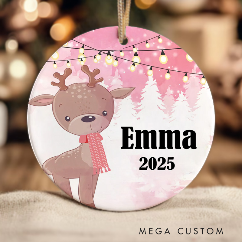 Personalized Baby Pink Reindeer Ornaments for Baby Christmas Ornament Baby Shower Gift