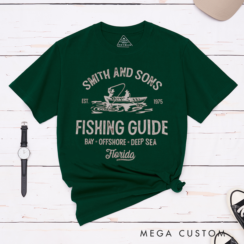 Personalized Fishing Guide Offshore Bay and Deep-Sea Adventures T-Shirt for Fishing Lover