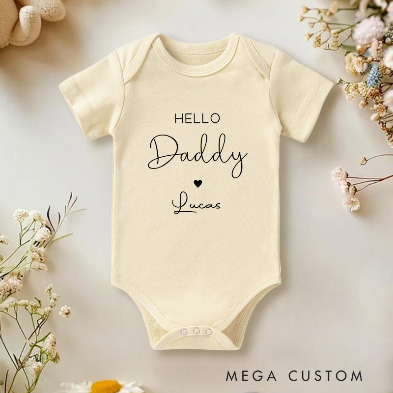 Personalized Hello Someone Sweet and Simple Heartfelt Greeting Baby Onesie  
