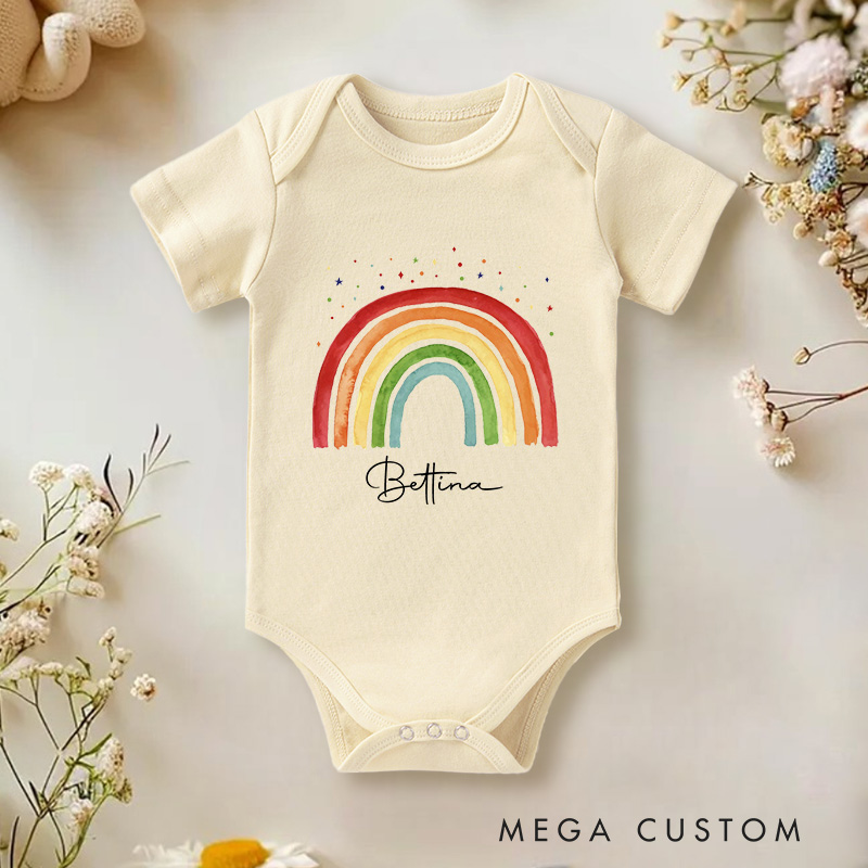 Personalized Rainbow Minimalist and Colorful Inspirational Baby Design Baby Onesie  
