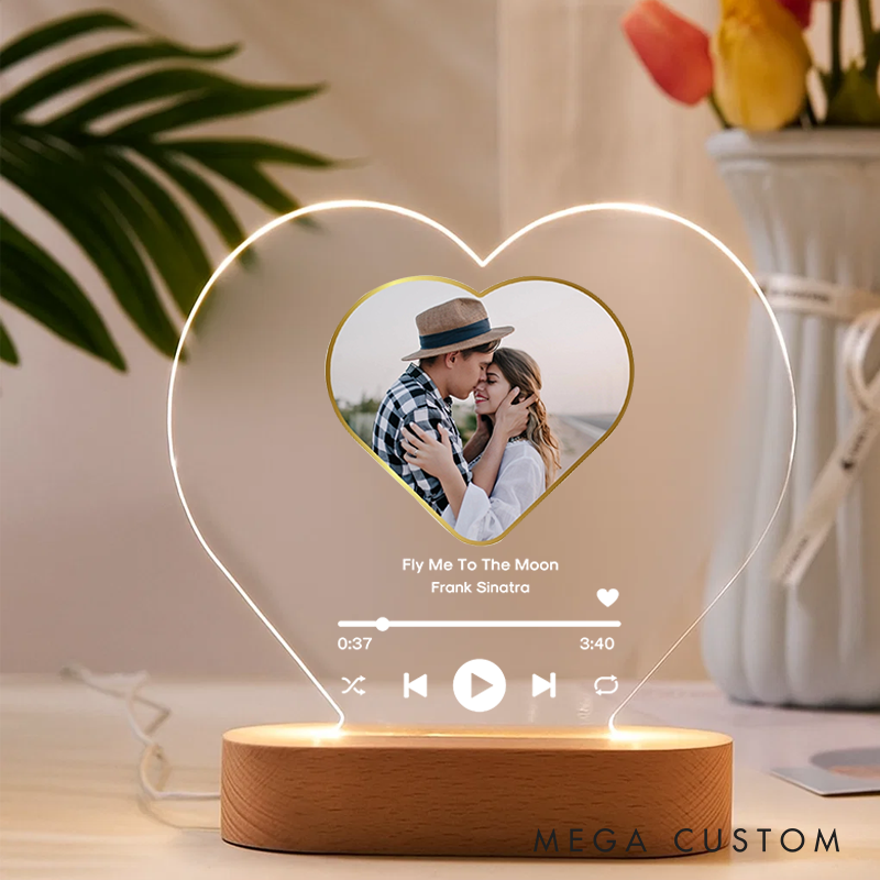 Personalized Heart Shaped Music Player Light Fixtures Custom Gift for Lovers Friends Music Lovers for Anniversary Birthday Unique Presents