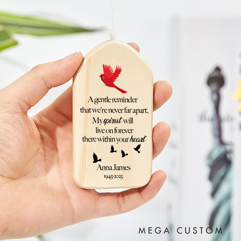 Personalized Wind Chime Gentle Reminder Cardinal Memorial Wind Chime Sympathy Gifts for Loss of Mother Father in Memory of A Loved One Chimes 