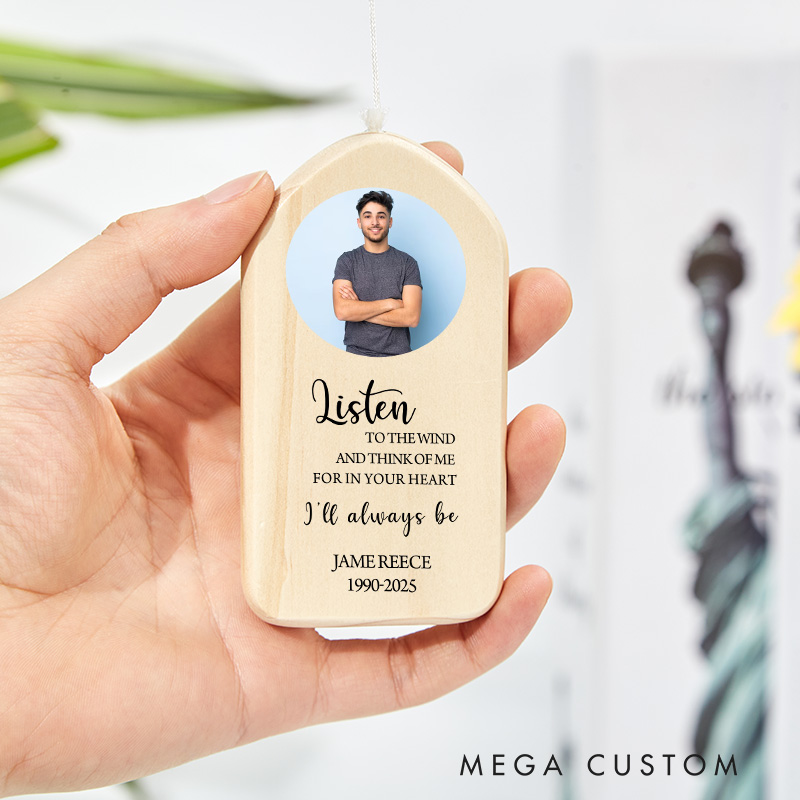 Personalized Memorial Wind Chime Custom Photo Remembrance Wind Chime Sympathy Gift Loss of Loved One Remembrance Gift Outdoor Decor