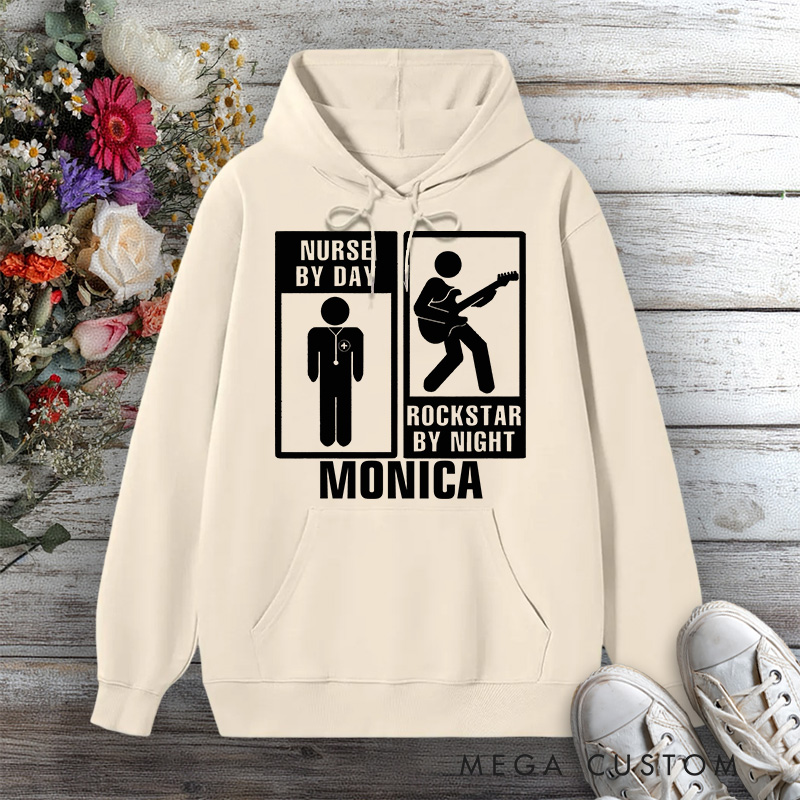 Personalized Hoodies for Nurse Nurse by Day Rockstar by Night Design Hoodies
