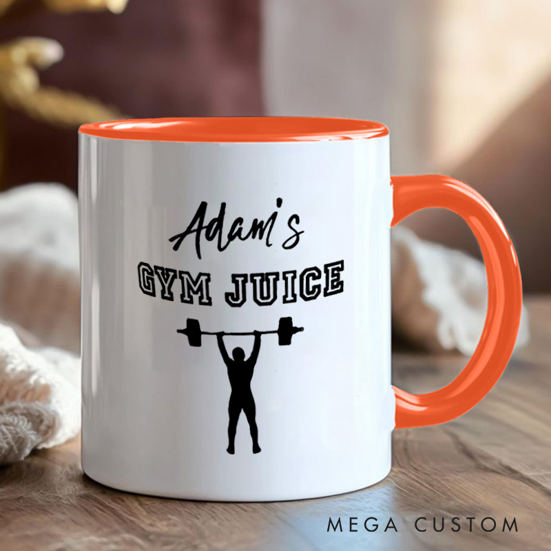 Personalized Fitness Mug with Gym Juice Weightlifting Graphic Gift Motivational Coffee Cup for Fitness Enthusiasts Bodybuilders and Gym Lovers