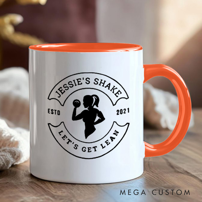 Personalized Fitness Mug with Lets Get Lean Shake Design Gift Motivational Coffee Cup for Fitness Enthusiasts Bodybuilders and Gym Lovers