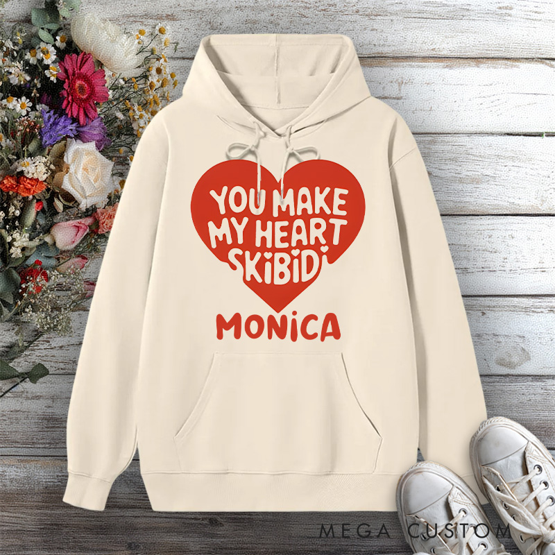 Personalized Hoodies for Nurse You Make My Heart Skibidi Design Hoodies International Nurse Day Gift