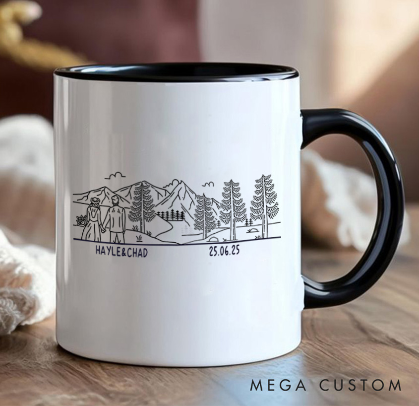 Personalized Mountain Couple Mug Camping Adventurers Hiking Mug Gift for Travel Outdoors Lovers