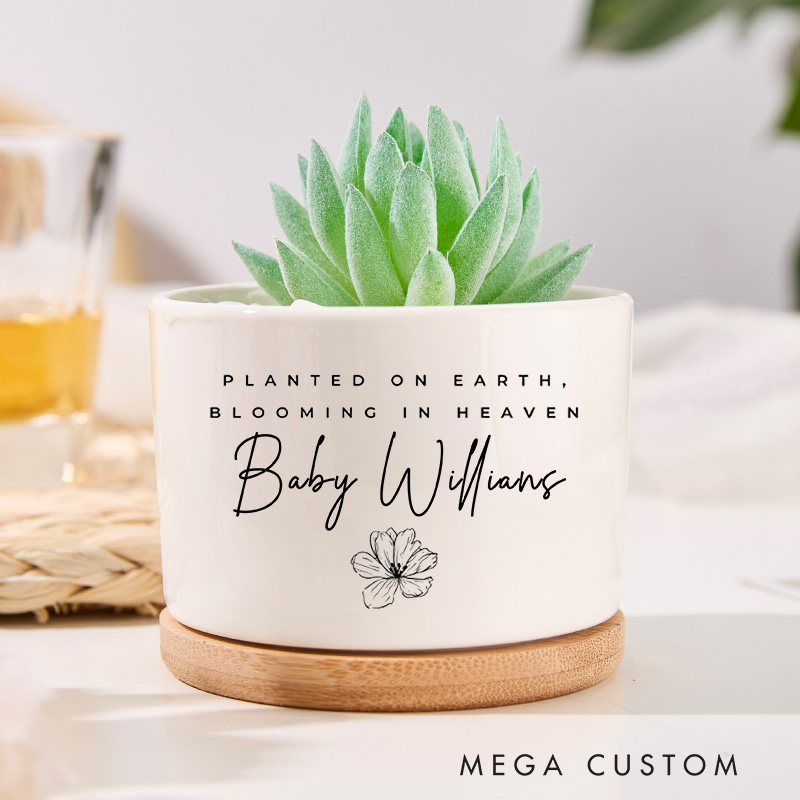 Personalized Memorial Planter for Baby Loss Remembrance Infant Loss Memorial Flower Pot Custom Condolences Gift Planted on Earth Blooming