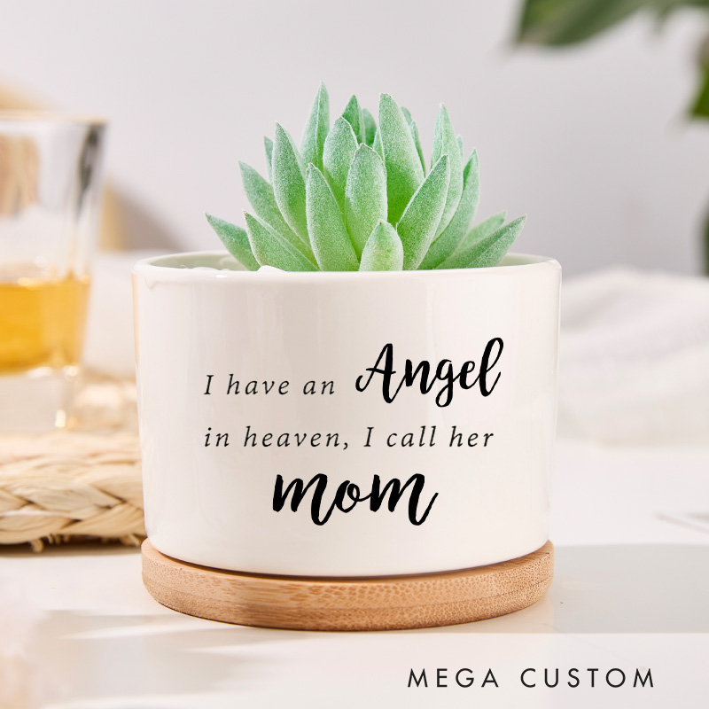 Personalized Memorial Planter Sympathy Gift for Loss of Loved One in Memory of Mom Dad in Heaven Ceramic Indoor Pots Celebration of Life