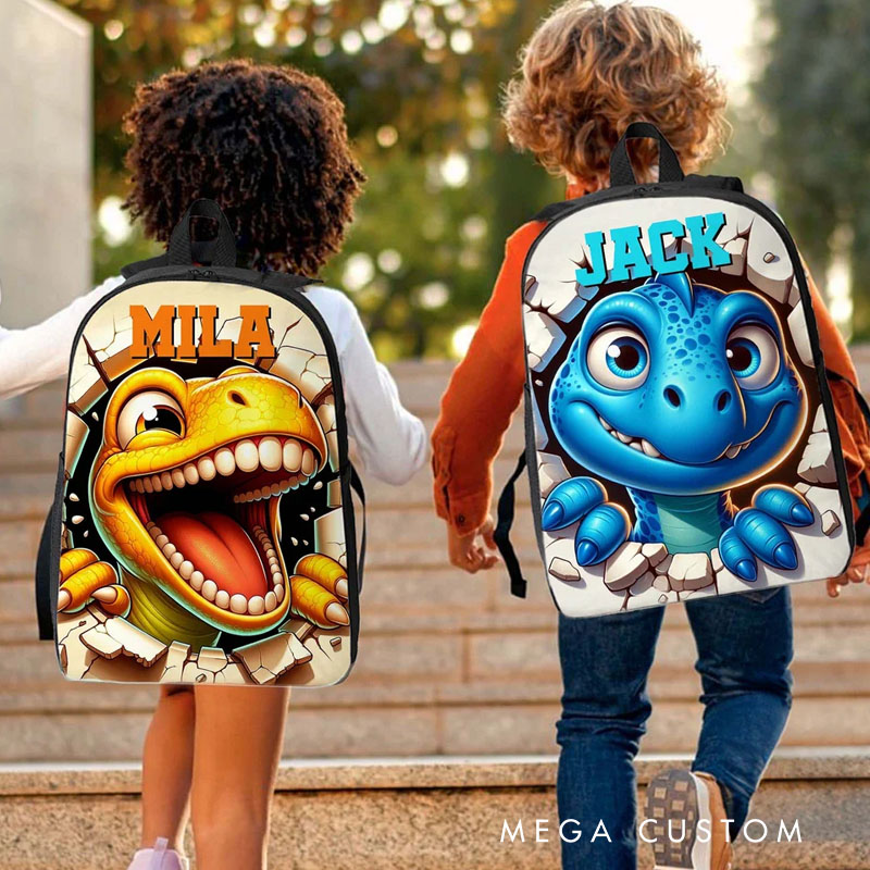 Personalized Cute 3D Cartoon Dinosaur Backpack Lunch Bag Pencil Case Set with Name Back to School Birthday Gift for Boys Girls
