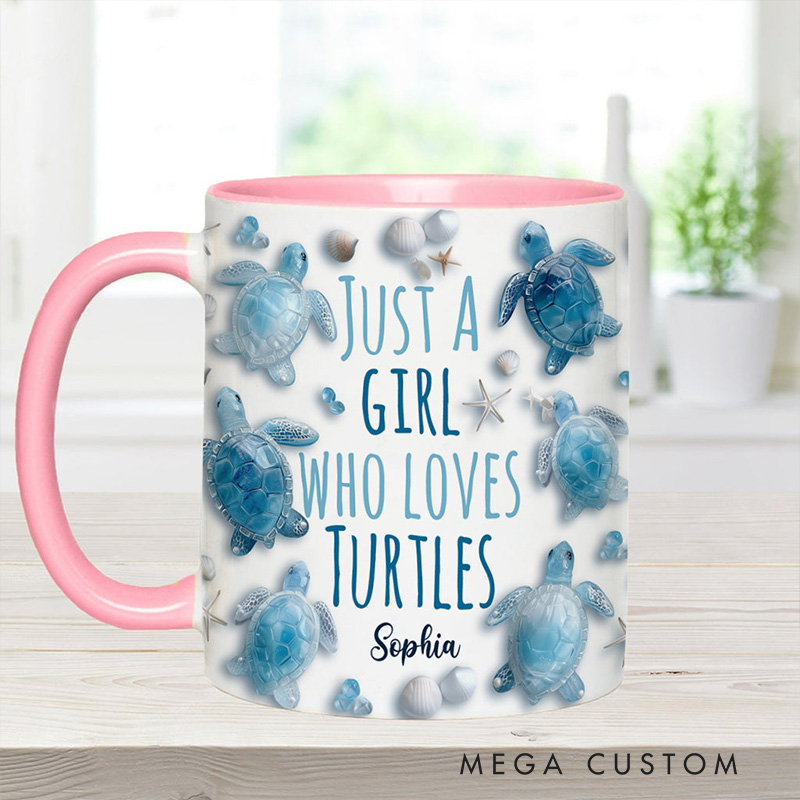 Personalized Turtle Lover Mug Set with Charming Turtle Graphics and Custom Name for Turtle Enthusiasts Mug