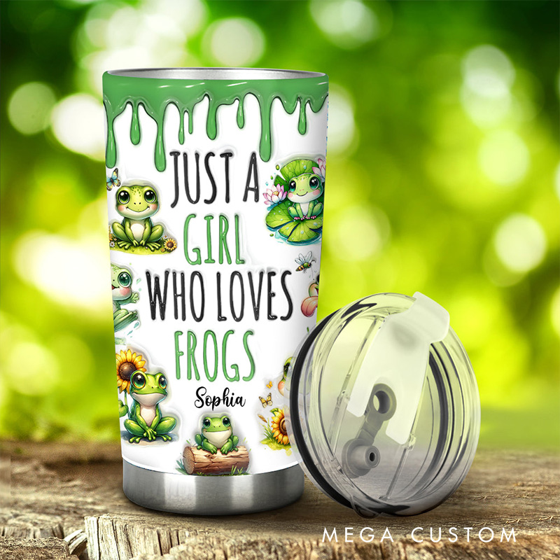 Personalized Frog Lover Tumbler with Cute Frog Graphics and Custom Name for Girls Who Adore Frogs Tumbler