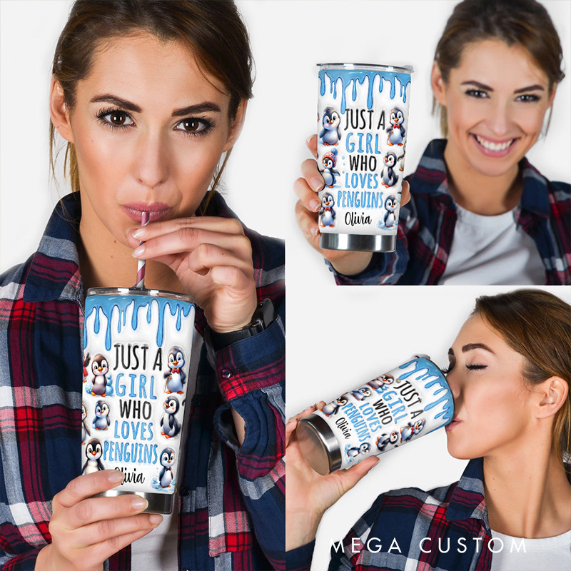 Personalized Penguin Lover Tumbler with Adorable Penguin Design and Custom Name for Penguin Enthusiasts Tumbler