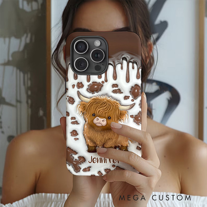 Personalized Highland Cow Phone Cases with Cute Cow Design and Custom Name for Animal Lovers and Unique Style Phone Cases