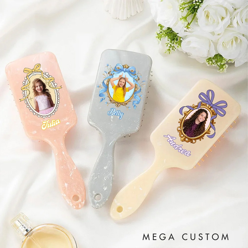 Personalized Photo Hair Brush Anti-Static Massage Comb with Name Bachelorette Party Birthday Christmas Gift for Daughter Girl
