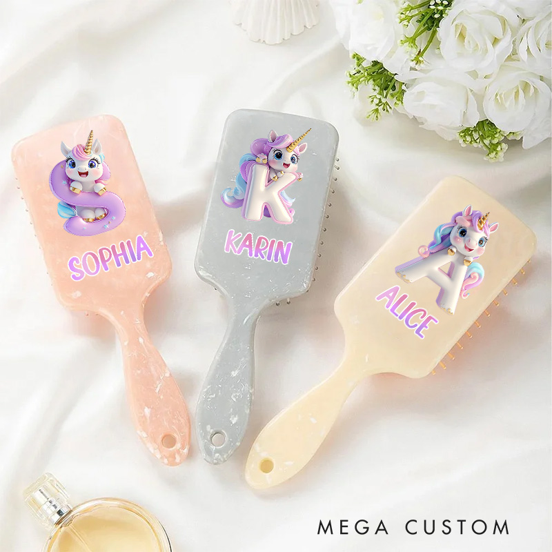 Personalized Unicorn Hair Brush with Custom Name and Cute Magical Design for Kids and Fun Grooming Experience Hair Brush