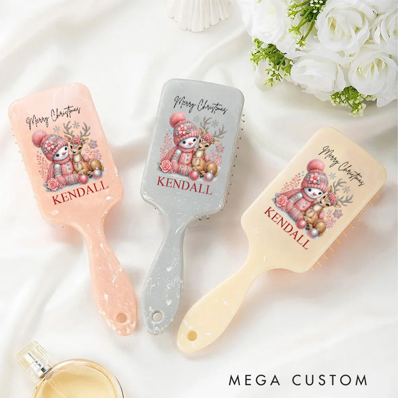 Personalized Christmas Hair Brush with Custom Name and Festive Holiday Design for Kids and Joyful Grooming Hair Brush
