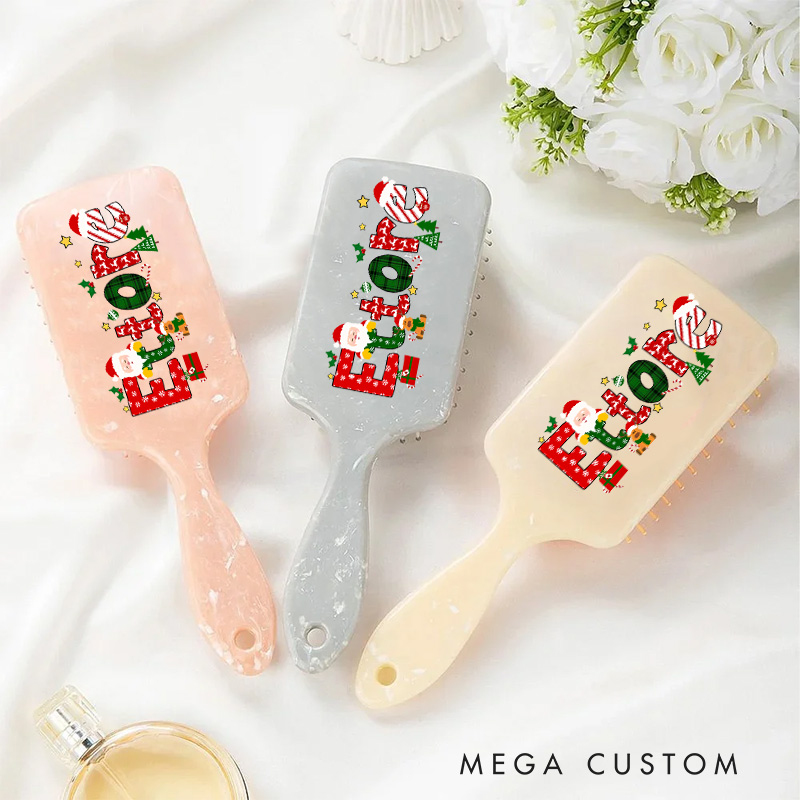 Personalized Holiday Hair Brush with Custom Name and Cheerful Christmas Design for Festive and Fun Grooming Hair Brush