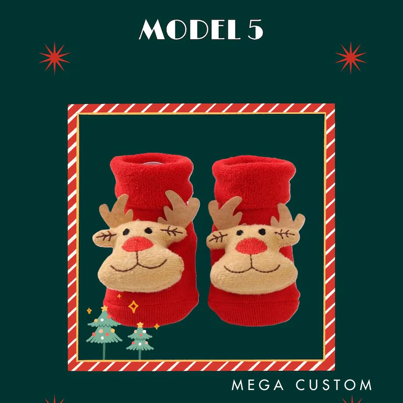 Personalized Baby Holiday Gift Cozy Warm Winter Footwear Cute Festive Santa Style Adorable Red Baby Christmas Socks