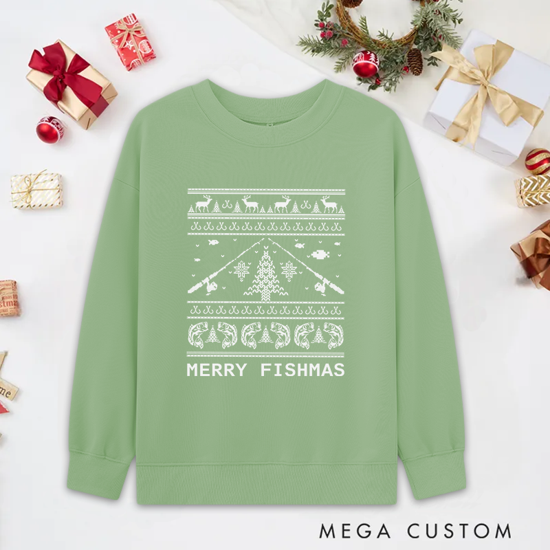 Personalized Fishing Christmas Sweatshirt Fisherman Christmas Gifts Funny Fishing Sweatshirt Mens Fishing Sweatshirt Fishing Gifts for Fishing Lover