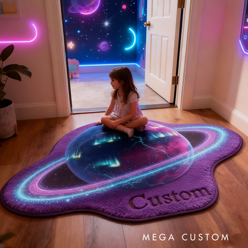 Personalized Galaxy Planet Custom Name Soft Decorative Gift Cosmic Space Style Colorful Home Entryway Modern Universe Starry Glow Fantasy Art Doormats
