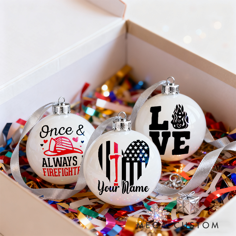 Personalized Firefighter Christmas Ornaments Heartfelt Designs Set of 3 Holiday Decorations