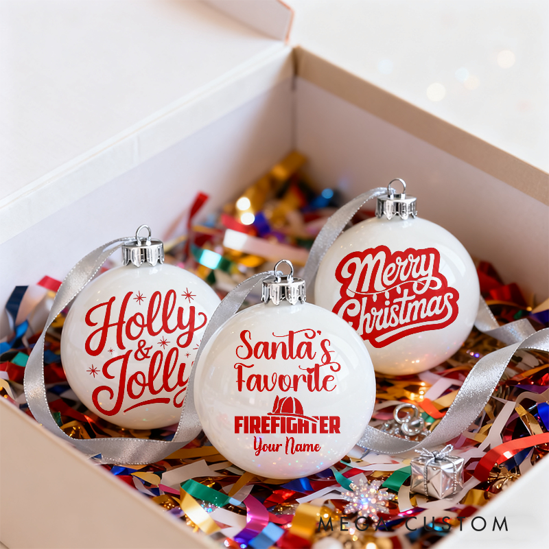 Personalized Firefighter Christmas Ornaments Festive Holiday Designs Set of 3 for Firefighter Family