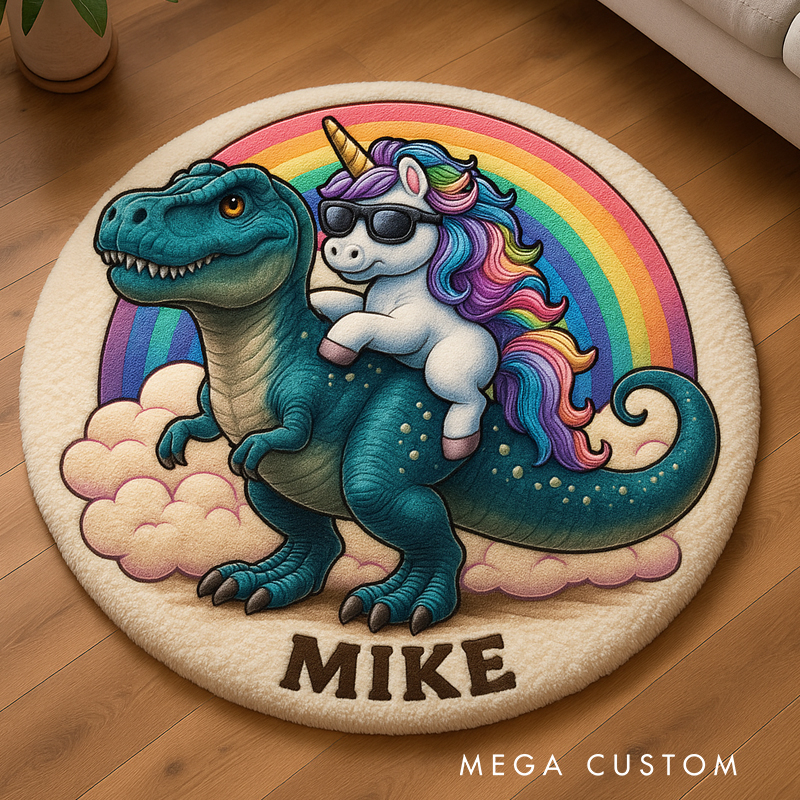 Personalized Dinosaur Monster Truck Custom Name Soft Decorative Gift Adventure Style Cozy Bedroom Fun Playtime Explorer Boy Room Creative Carpet Rug for Kids