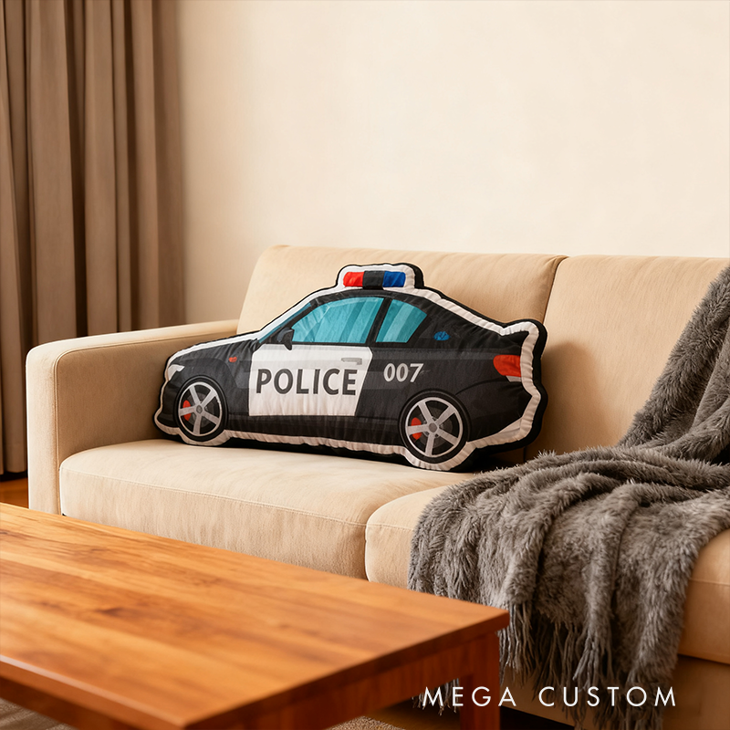 Personalized Police Car Shaped Cushion Fun and Comfortable Decorative Pillow Car Enthusiasts Gift