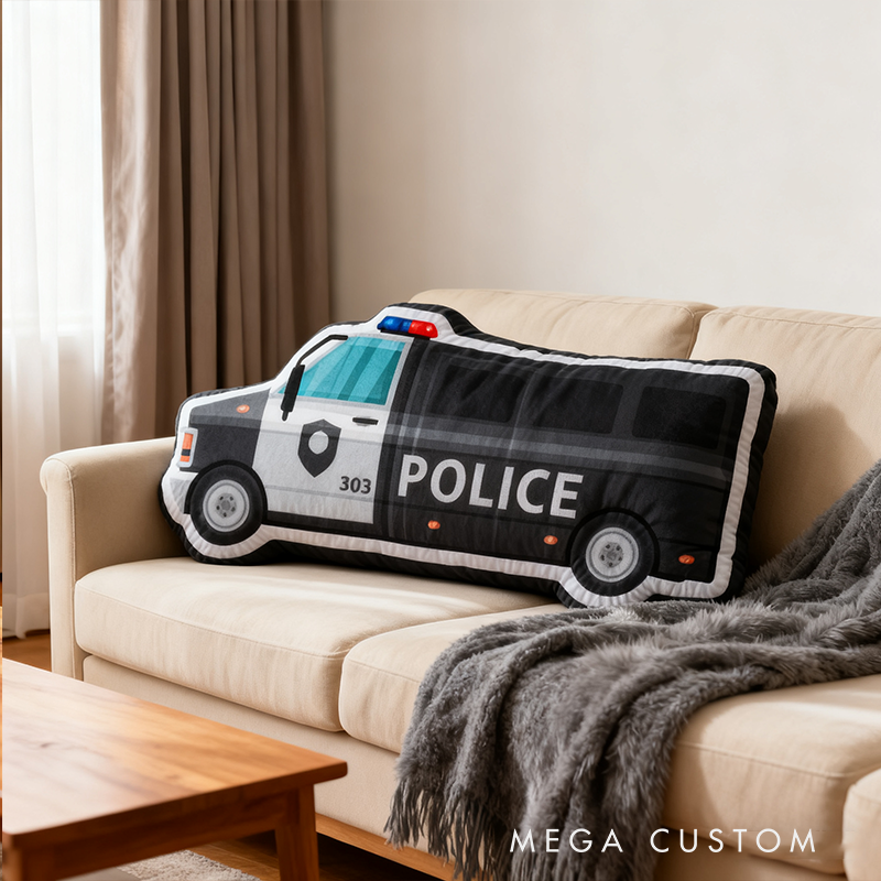 Personalized Police Van Shaped Cushion Fun and Comfortable Decorative Pillow for Car Enthusiasts Gift