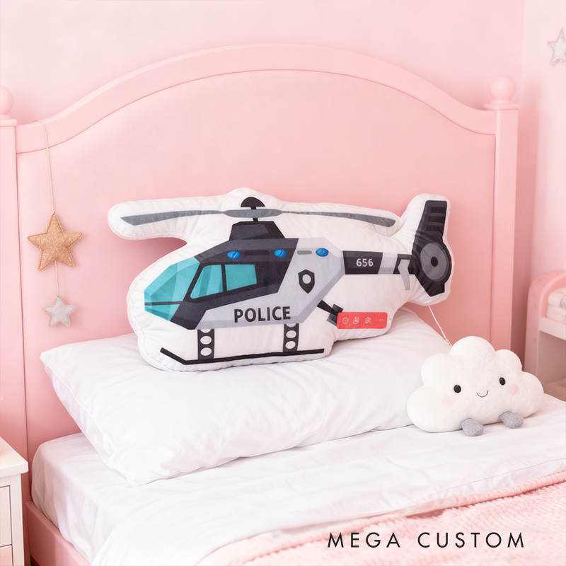 Personalized Police Helicopter Shaped Cushion Decorative Pillow for Aviation and Vehicle Enthusiasts Gift