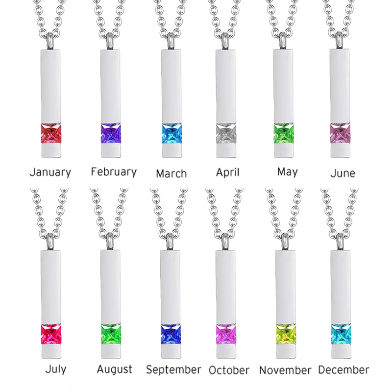 Personalized Name Birthstone Ashes Necklace Gifts for Her and Him