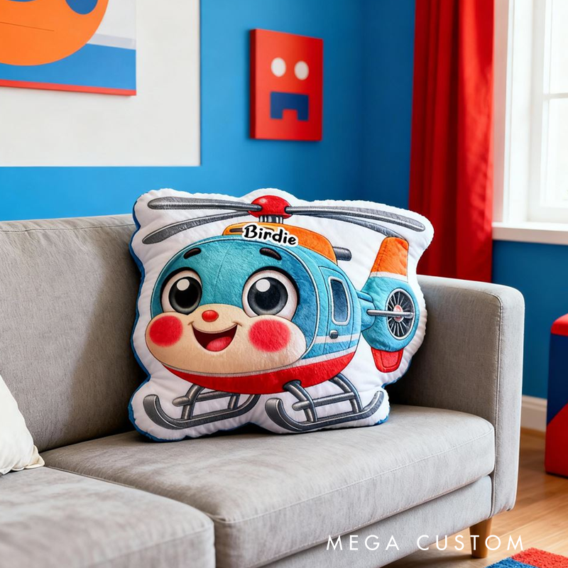 Personalized Helicopter with Name Graphic 3D Print Pillow Christmas Gift for Kids or Baby Birthday Gift