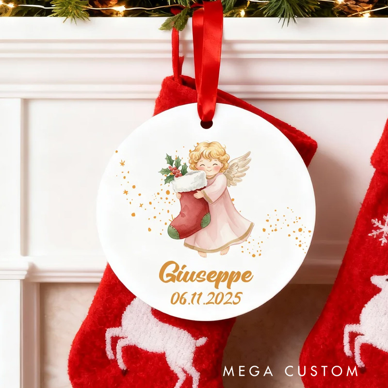Personalized Christmas Angel Christmas Ceramic Ornament with Name and Date Tree Home Decor Christmas Gift for Family Friends