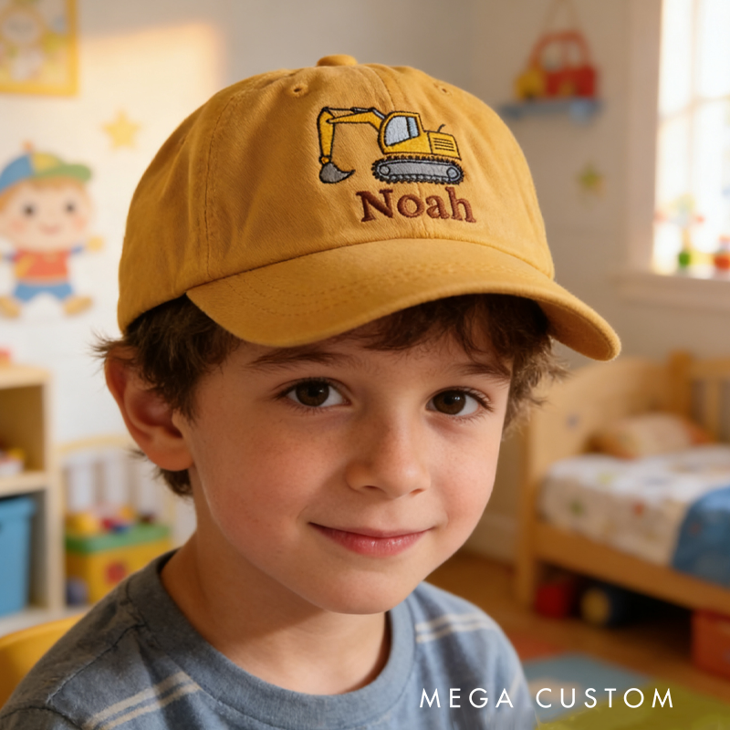 Personalized Adorable Construction Machine Hat For Playtime Adventure kid Baseball Cap