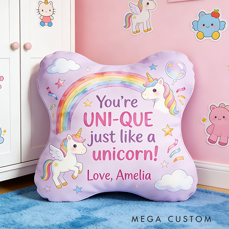 Personalized Cute Dream Horse Pillow For Girls With Rainbow Theme And Sweet Message Graphic 3D Print Pillow