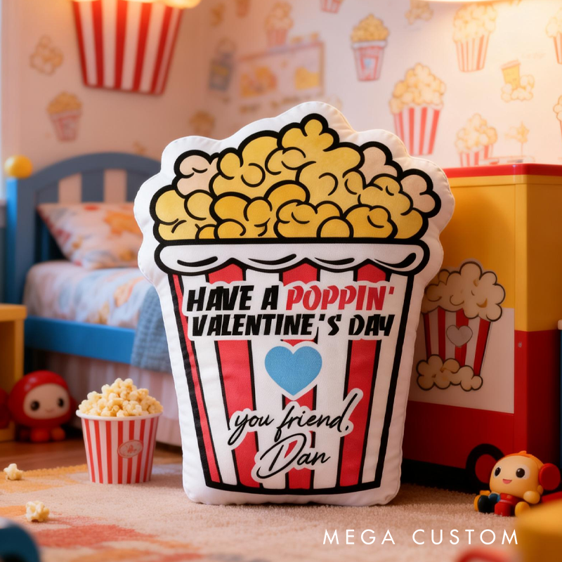 Personalized Cute Valentine's Day Popcorn with Name Graphic 3D Print Pillow Valentine's Day Gifts Funny Gifts