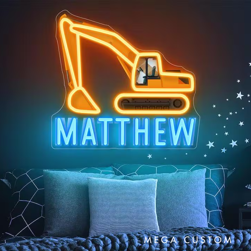 Personalized Tractor Neon Sign for Kids Truck Custom LED Lights Kids Room Decor Personalized Name Neon Sign Birthday Gift Nursery Room Aesthetic