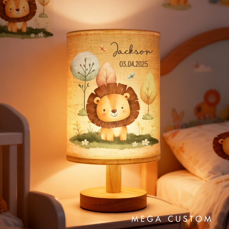 Personalized Baby Animal Fabric Lamp Birthday Gift for Baby or Kids