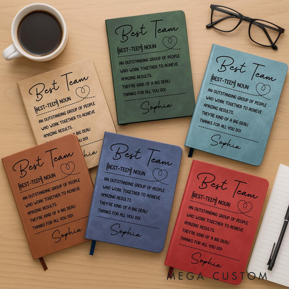 Personalized Leatherette Notebooks Best Team Definition Design Custom Name Design Gift