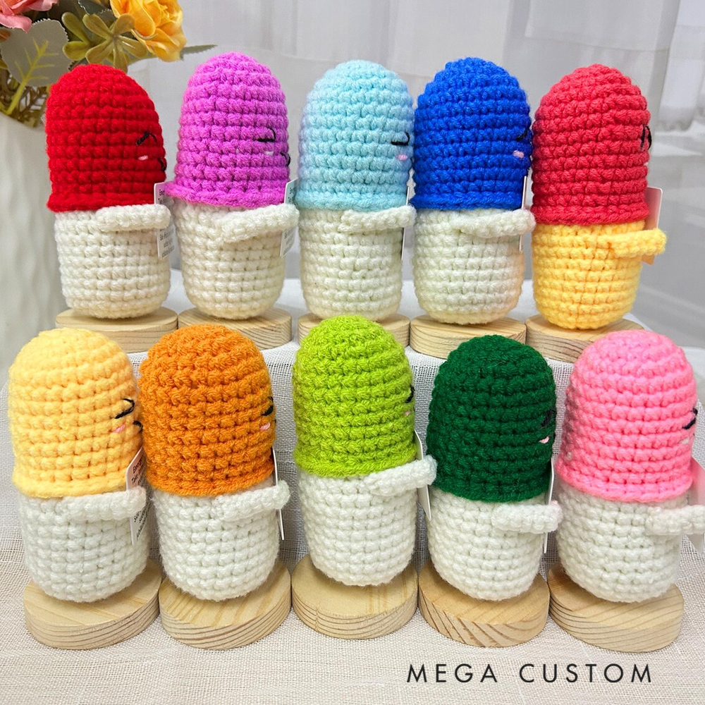 Personalized Crocheted Emotional Support Chill Pill Cute Stress Reliever Gift 