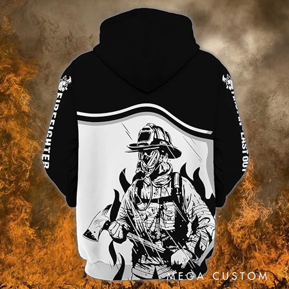Personalized Firefighter Full Print Hoodie Gift Custom Name Design Gift