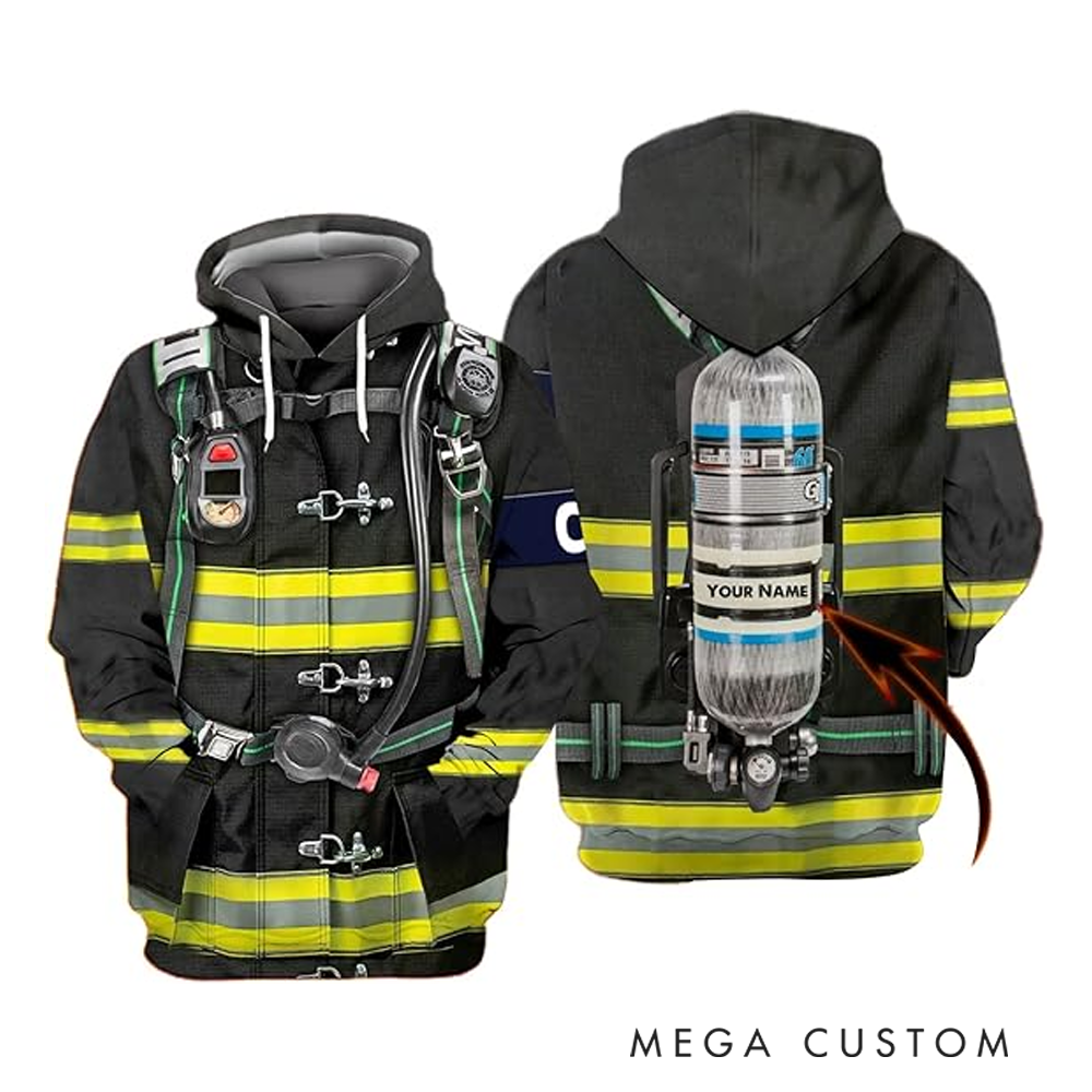 Personalized Firefighter Full Print Hoodie Gift Custom Name Gear Design