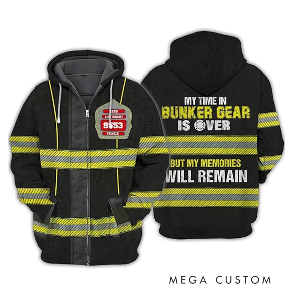 Personalized Firefighter Full Print Hoodie Gift Custom Retirement Design