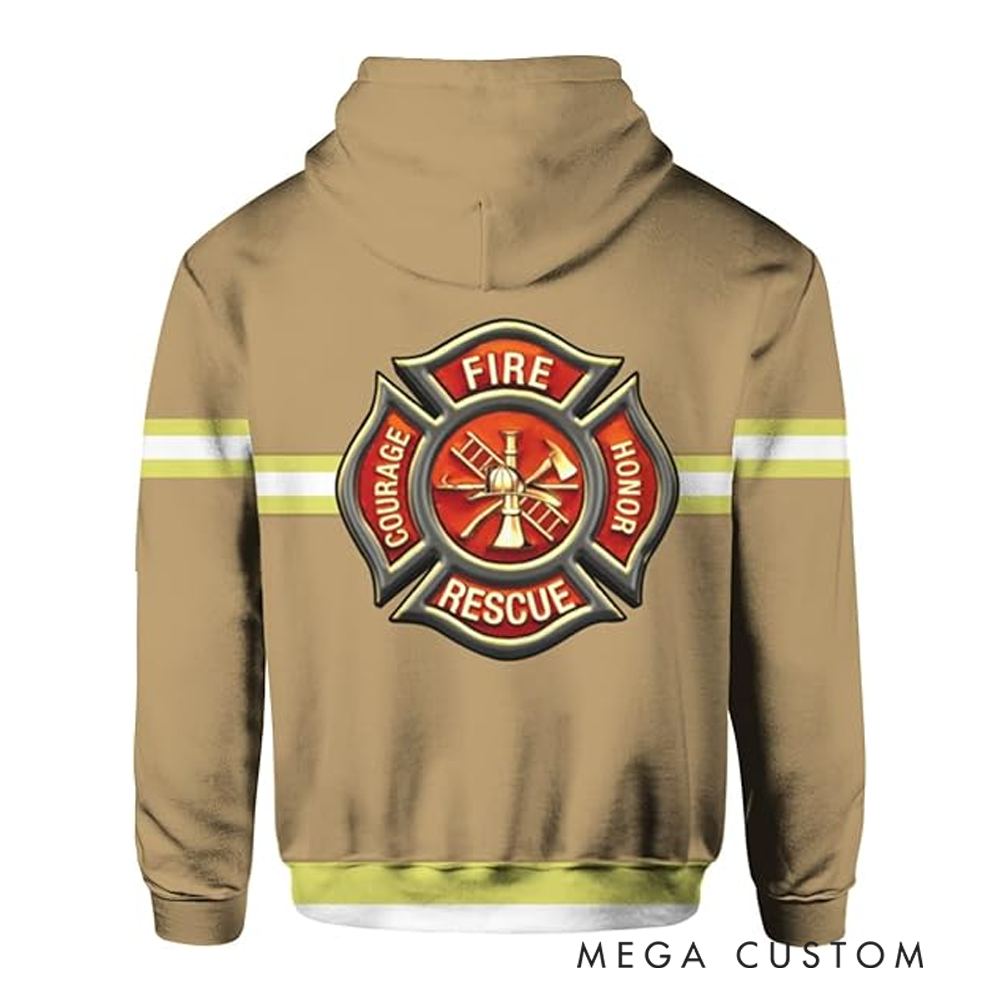 Personalized Firefighter Full Print Hoodie Gift Custom Badge Design