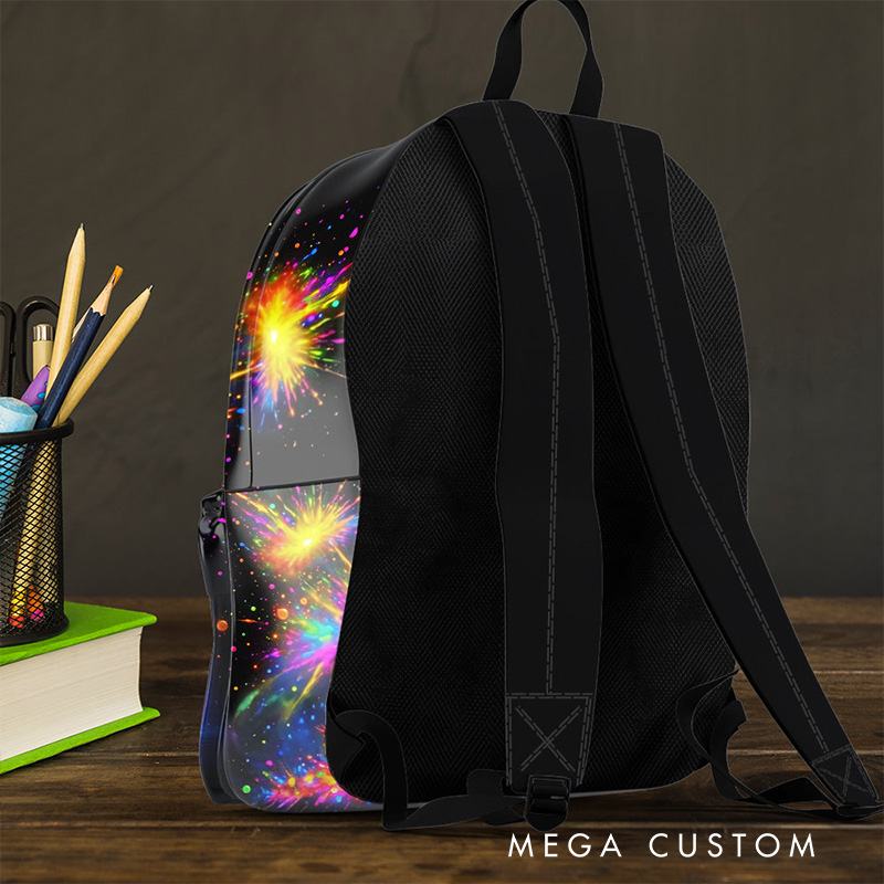 Personalized Unique T Rex Theme Custom Name Colorful Galaxy Adventure Kids School Backpack