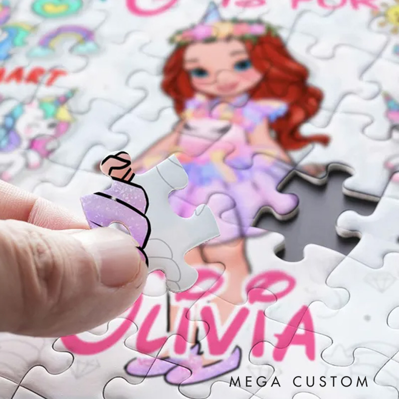 Personalized Fun Magical Princess Theme Custom Name Alphabet Learning Motivational Design Puzzle