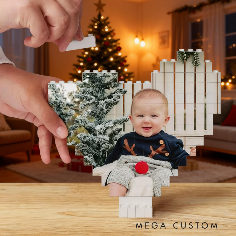 Personalized Photo Heart Shape Block Puzzles Photo Gift Gifts for Father Mother Daughter Son Friend Sister Besties Birthday Christmas Gift for Family